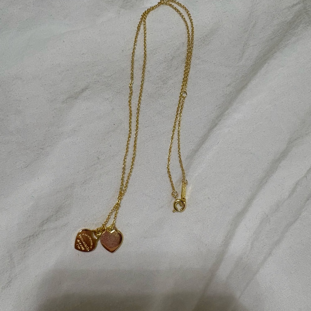 Tiffany & Co. Gold Double Heart Pendant Necklace